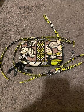 Vera Bradley Neon Yellow and Black Floral Crossbody NWOT